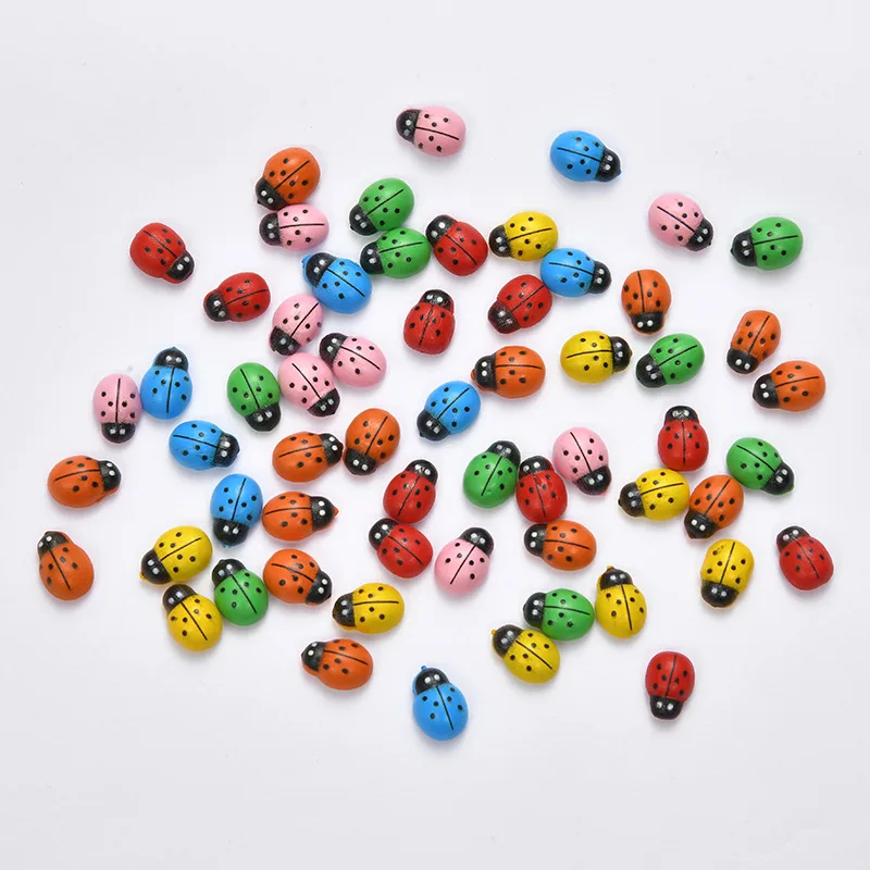 hot sale garden home decoration wall fridge sticker accessories ladybug ladybird wood buttons