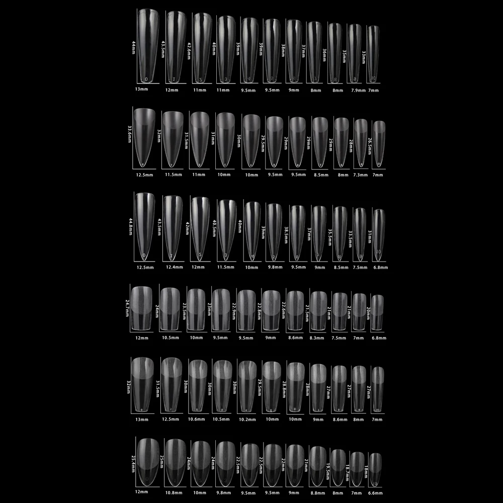 Bozlin Ready To Ship Nail Extension Kit Transparent Soft Gel Nail Extension Tips Extra Long Short Press On Nails Kit