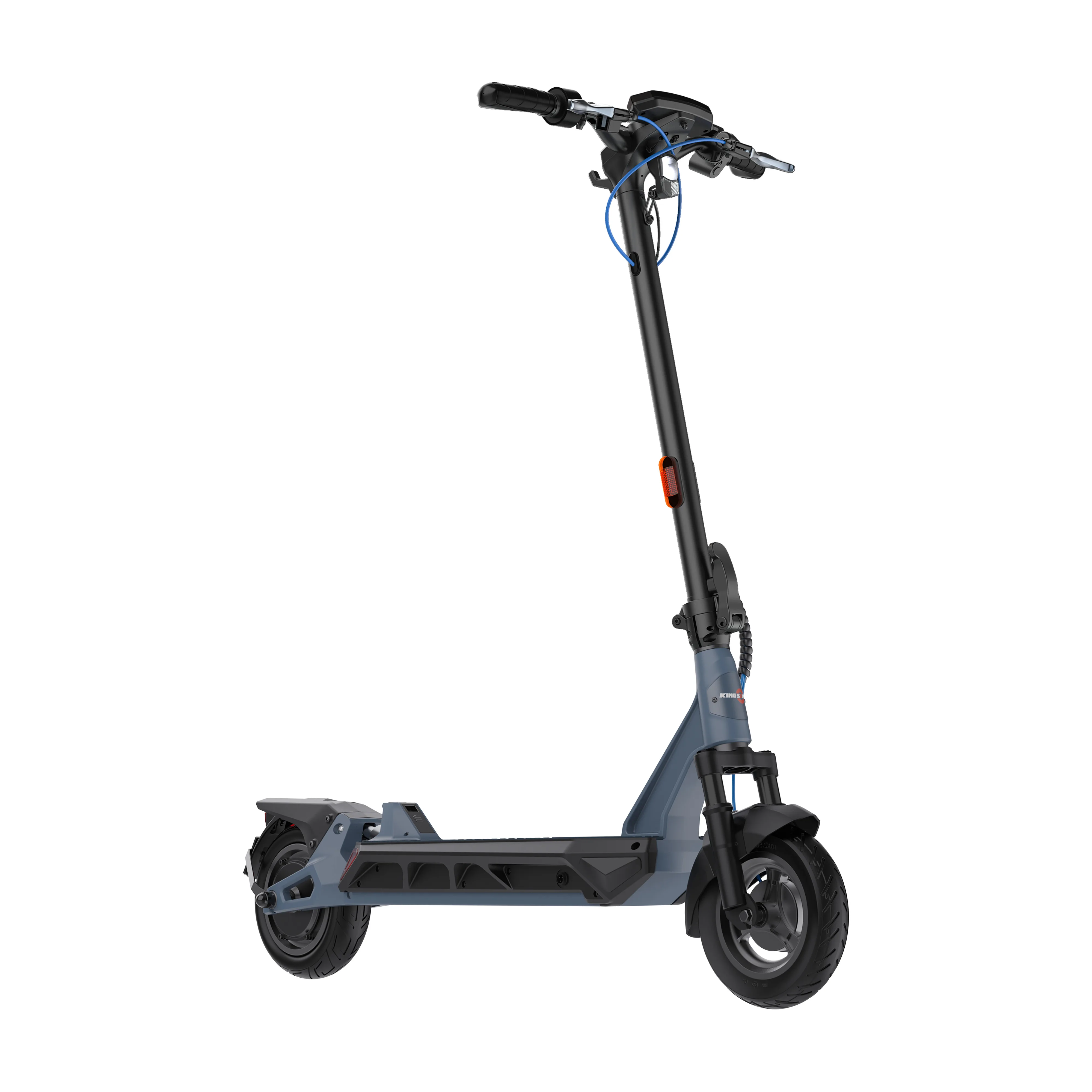 Kingsong motorized foldable escooter EN 17128 certified, drum & disc brake electric scooter with turn signal and RGB lights