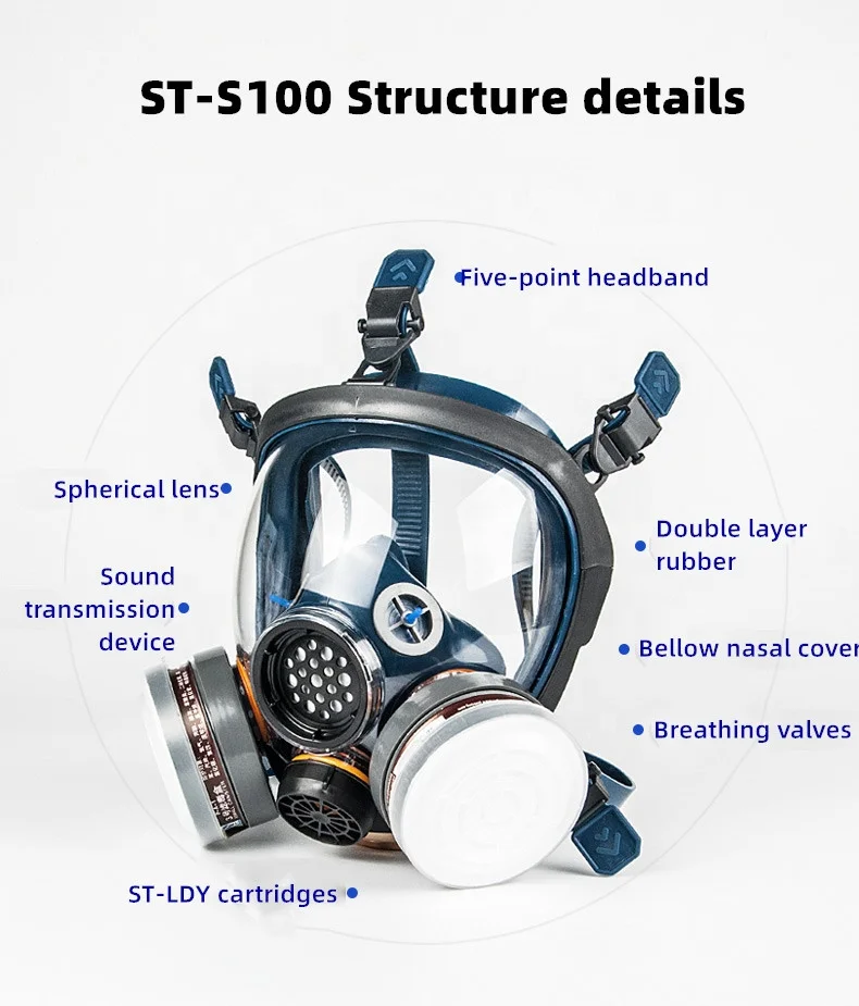 Full Face Industrial Respirator Gas Mask Rubber Safety Work Double Filter Gas Mask
