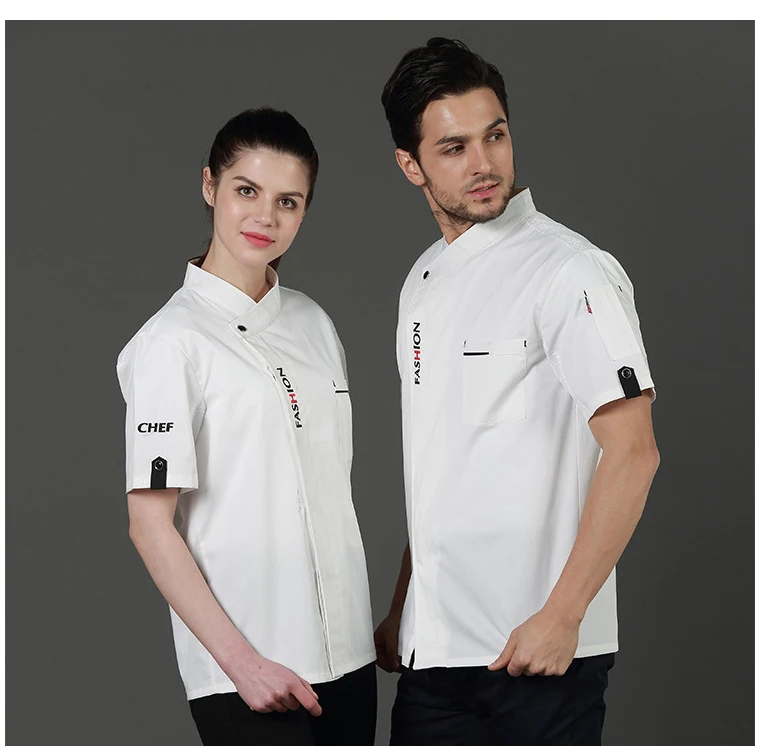 KEFEI Factory Customized Short Sleeve Chef Coats Custom Printing Restaurant Hotel Uniform Shirt For Women Men Chef