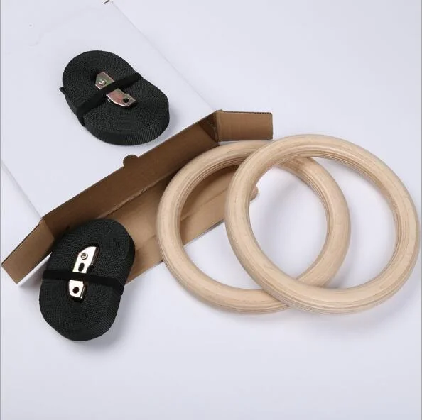 gymnastic rings wood 32mm Wooden Gym Rings with Enhanced Flexible Buckles & Durable Adjustable Straps