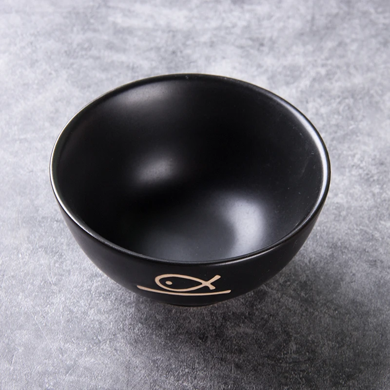 
Lucky Ceramic Black Pasta Ramen Noodles Soup Rice Bowls Decor 