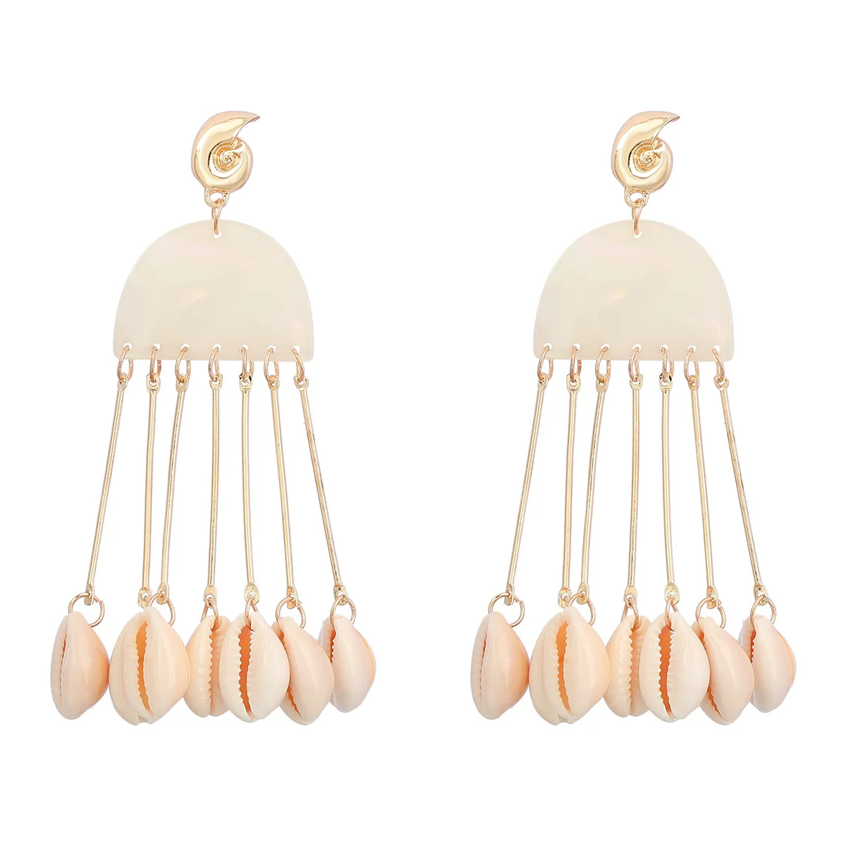 New Arrival Boho Multi Layer Shell Long Tassel Jewelry Acetic Acid Plate Ethnic Style Drop Earring For Women