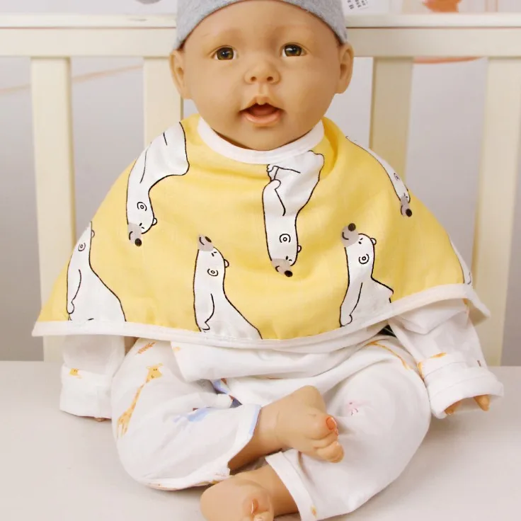 
Amazon hot selling Wholesale Ultra Soft Baby Burpy Bib Muslin Burp Cloth Bamboo Cotton 6Layers Bibs 