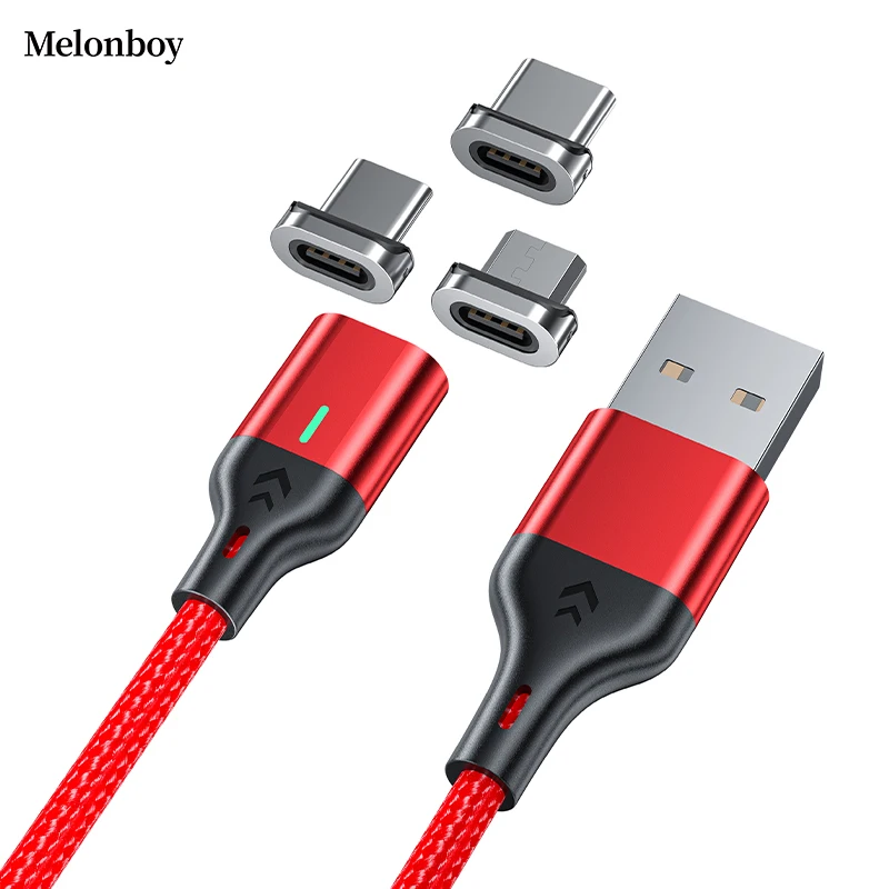 1m 2m 3m 3 in 1 magnetic charger cable high quality micro USB C USB 2.0 nylon braided 3A fast charging magnetic cable