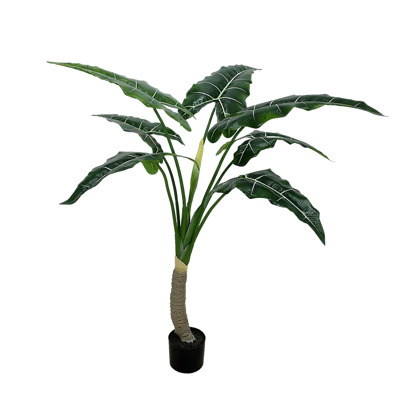 Senmasine Factory Green Plastic Bonsai Potted Plants Artificial Alocasia Tree for Indoor Home Decorative