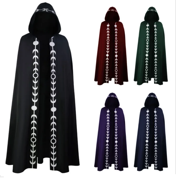 Колдуньи на Хэллоуин с капюшоном плащ халат Средневековый Ренессанс ТВ и кино накидка вышитый маскарадный вечерний костюм для девочек одежда, способный преодолевать Броды для взрослых