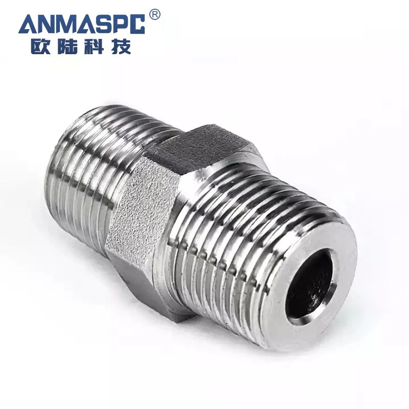 Duisi Stainless Steel 304/316 Double Male Thread Connector,Hex NPT Joint