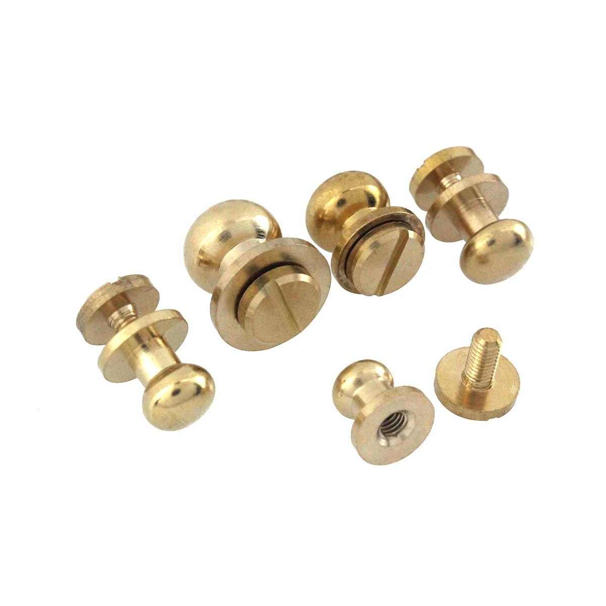 Cloxy Stud Ball Post Studs Nipple Nail Buckles for Leather Belt Brass Round Head Sam Brown Button Monk Rivets for Leather Belt