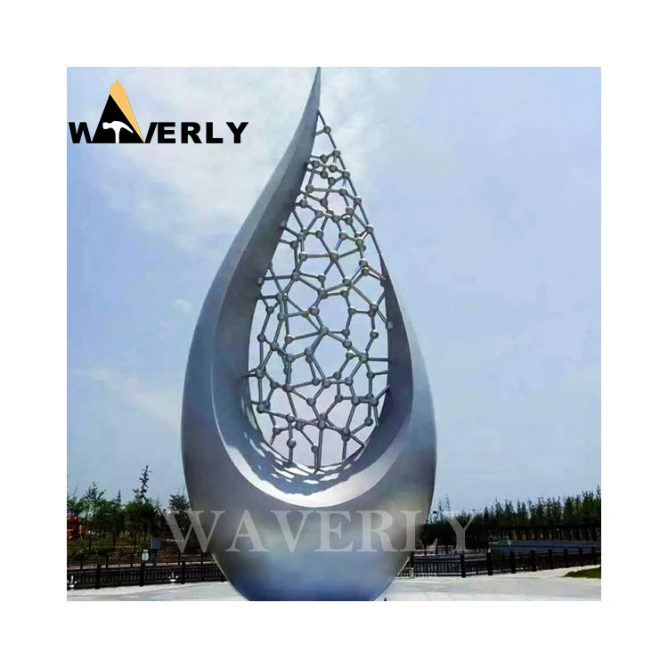 Custom Modern Polished Large Outdoor Metal Art Abstract Water Drop Stainless Steel Sculpture