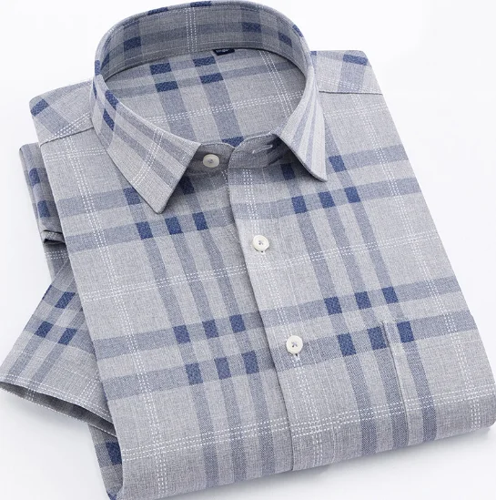 Мужские отложенный рубашки обслуживание OEM мягкая хлопковая Клетчатая Рубашка премиум-класса с длинными рукавами рубашка с короткими рукавами приталенный деловой костюм в мелкую клетку рубашки для мужчин