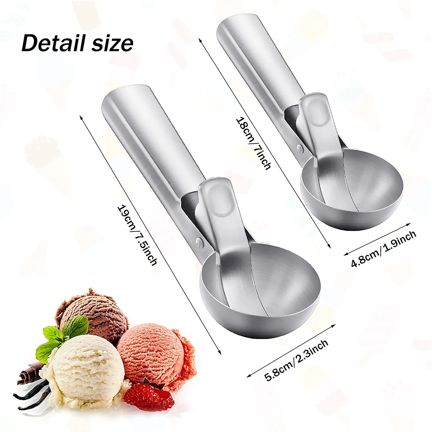 Premium Ice Cream Scoop with Trigger Ice Cream Scooper Stainless Steel, Heavy Duty Metal Icecream Scoop Spoon Dishwasher Safe
