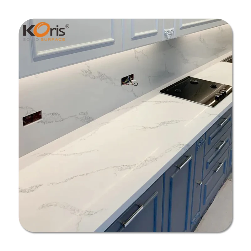 Koris 10 Years Warranty Artificial Marble Countertops composite and pure Acrylic Solid Surface Slab Kitchen Island Table