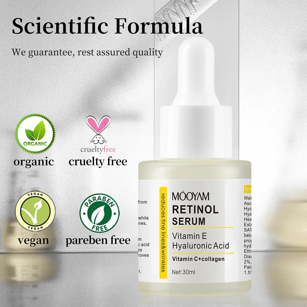 30ml Serum with Retinol Vitamin E Hyaluronic Acid Promote Collagen Production Reduce Wrinkles Shrink Pores MOOYAM Retinol Serum