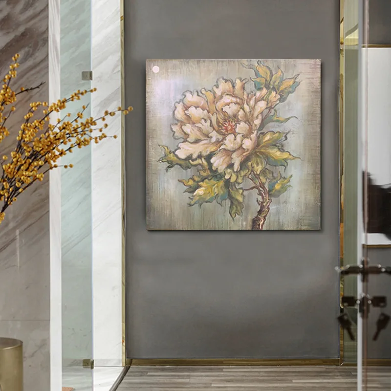 JZ Home Decor Large Rose Hand Painted Oil Paintings Canvas Wall Art Work Abstract Paintings With Flowers