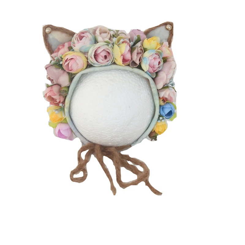 Baby Girl Lovely Flower Bonnet Vintage Newborn Baby Flower Bonnet Photography Props Baby Bonnet Photo Prop