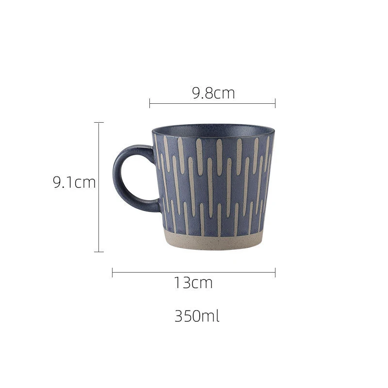 Wholesale 350ml Simple Retro Hand-painted Ceramic Mug Customized Logo Vintage Porcelain Coffee Milk Breakfast Tea Cup