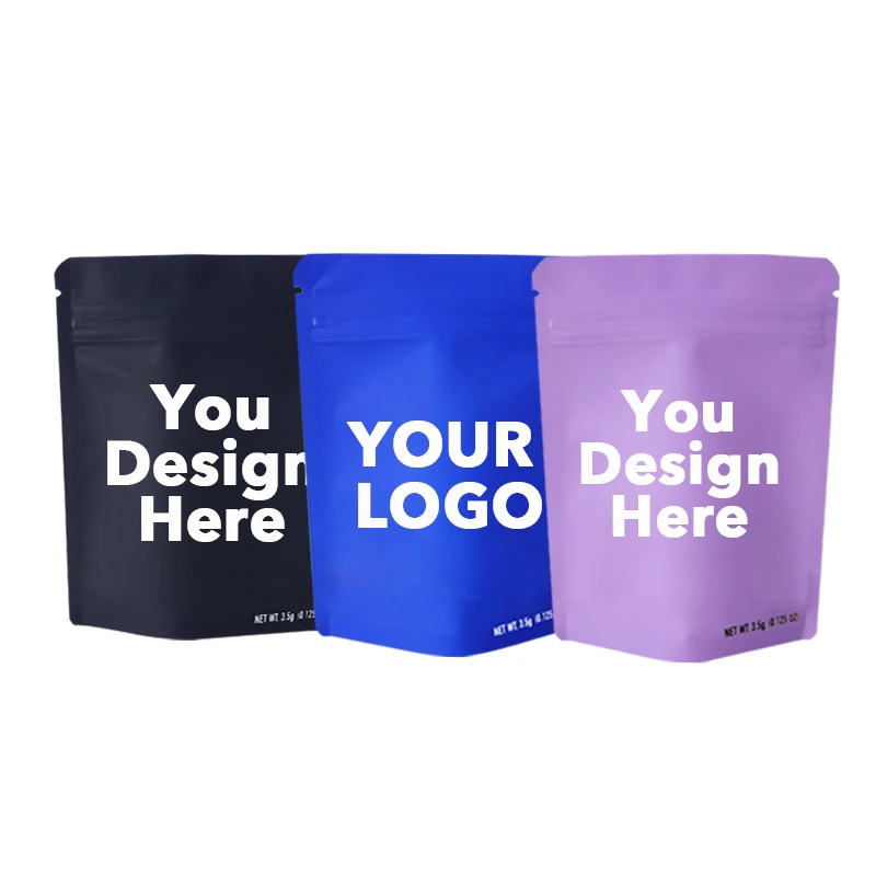 Custom Resealable Plastic Food Seal Packaging Foil Pouch 3.5g 7g 14g Zipper Smell Proof Cookie Mylar Bag With Logo