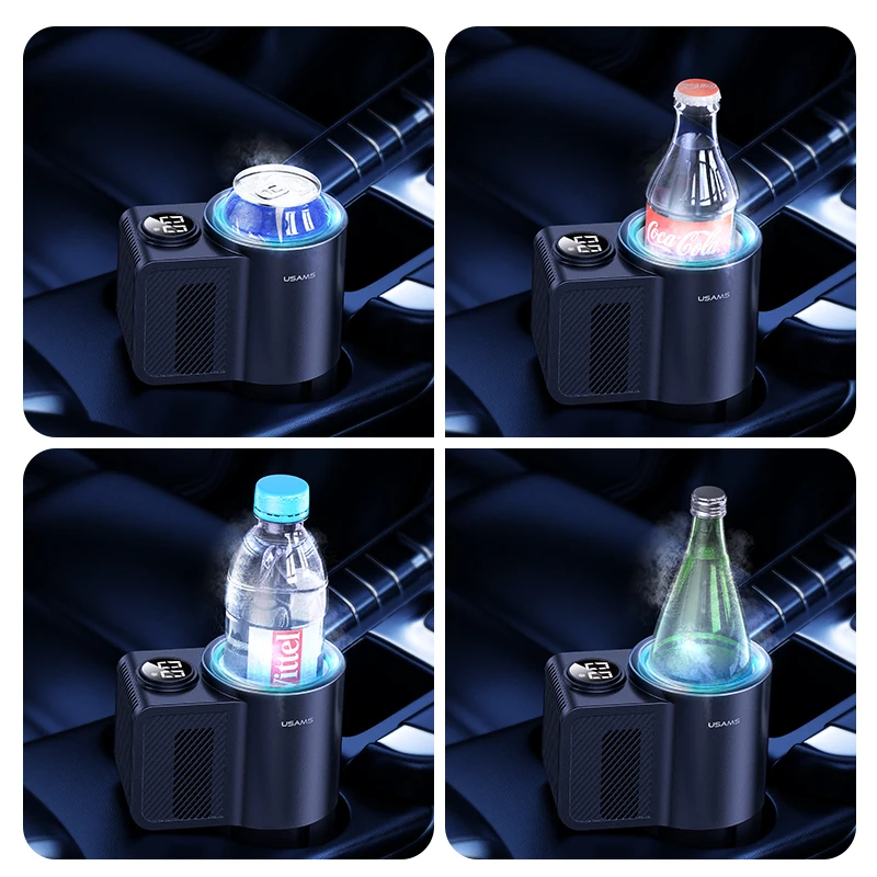 USAMS ZB230 Smart Car Cup Cooler автомобильный охлаждающий держатель для кружек со светодиодным дисплеем температуры и сенсорным управлением автомобиля/дома
