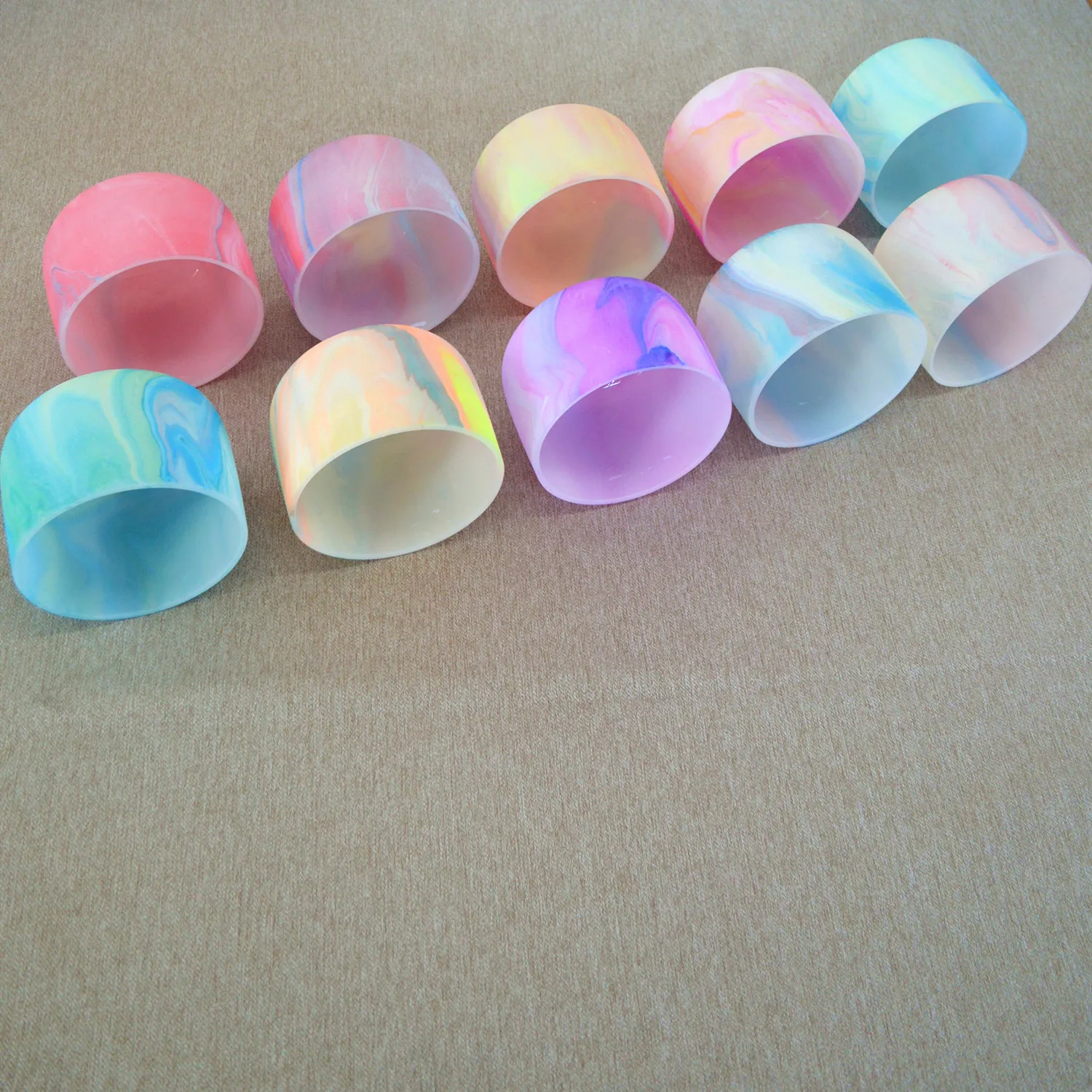 Customized Colorful Pattern Hand Painted Frosted Crystal Singing Bowls for Sound Healing and Meditation