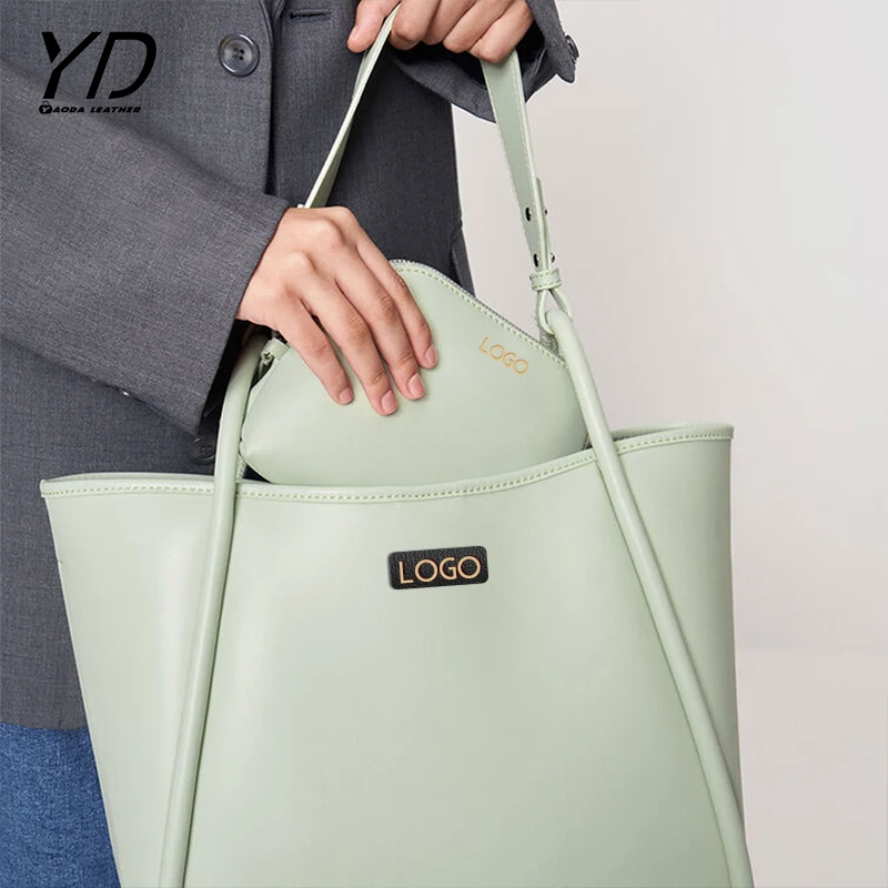 Women Fashion Handbags Clutches Vegan Leather Handbag Custom Logo Large Shoulder Bag Tubular Slouchy Tote Bag