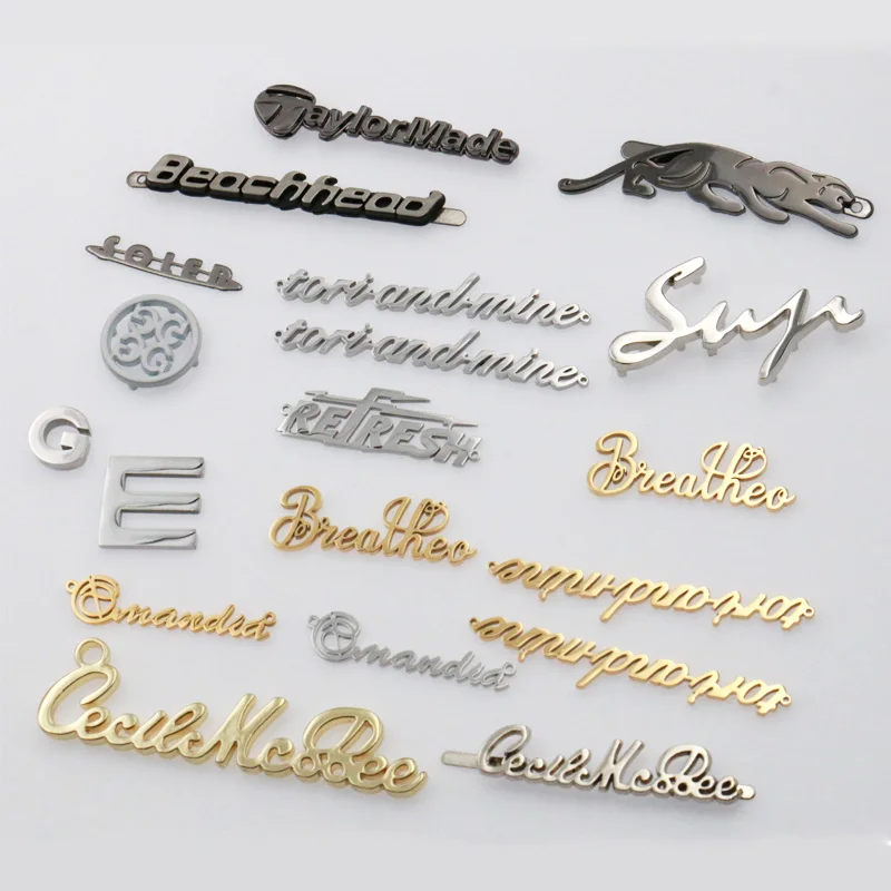 Custom Reflective Embossed Circle Handbag Key Chain Hang Tags Pendant Charm Metal Label Plate Logo For Leather Bags Purses