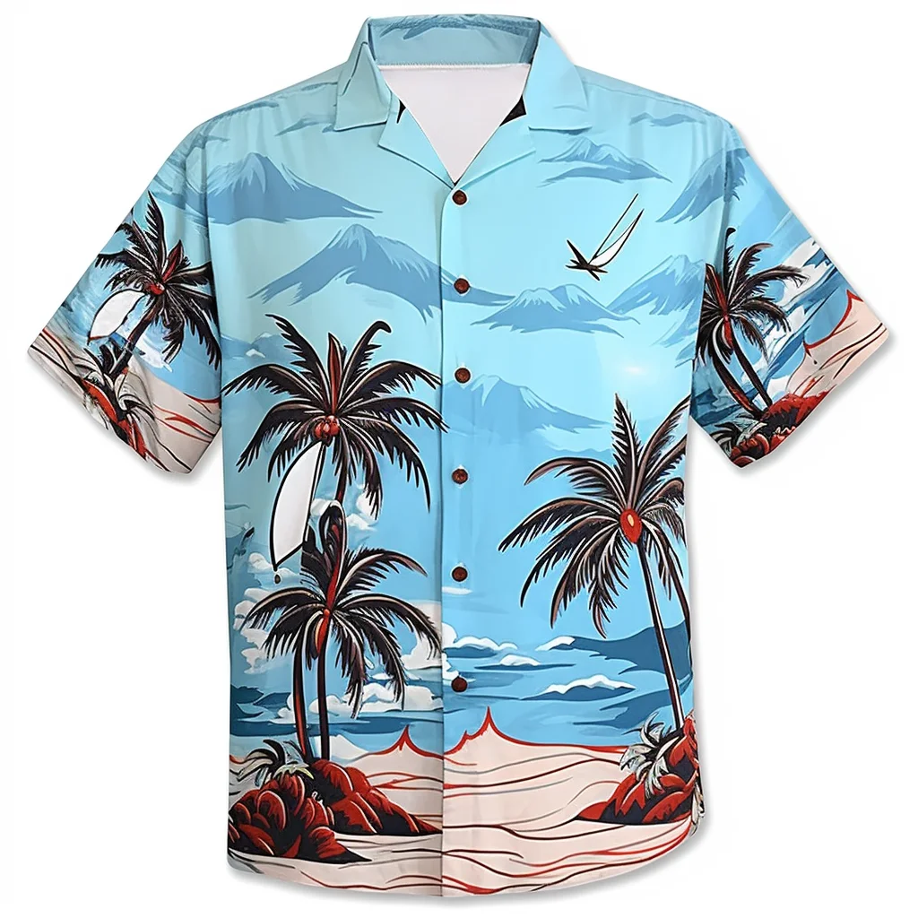 Joyord Custom Shorts Sleeve Beach Shirt Vintage Flower Button Down Shirts sea coconut beauty hawaiian shirts For