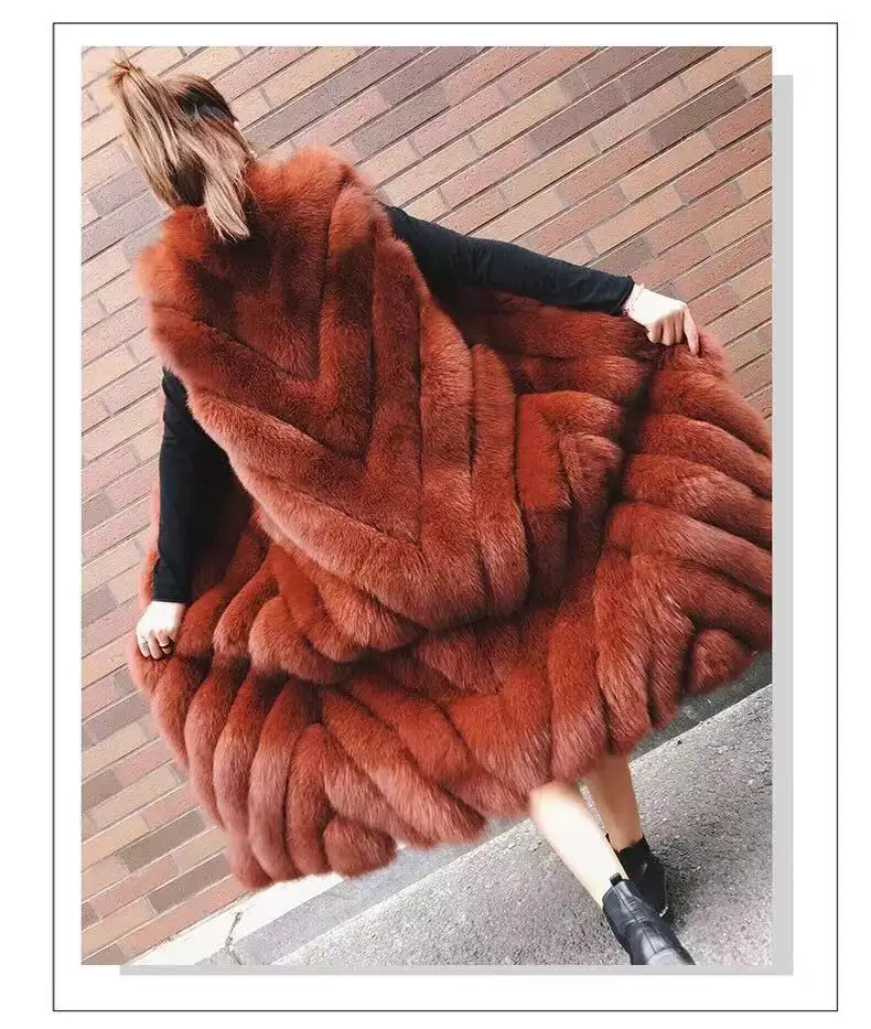 women winter vest  faux fox fur vest  faux fur waistcoat  for ladies with long style Factory price Shenzhen Lily Cheng