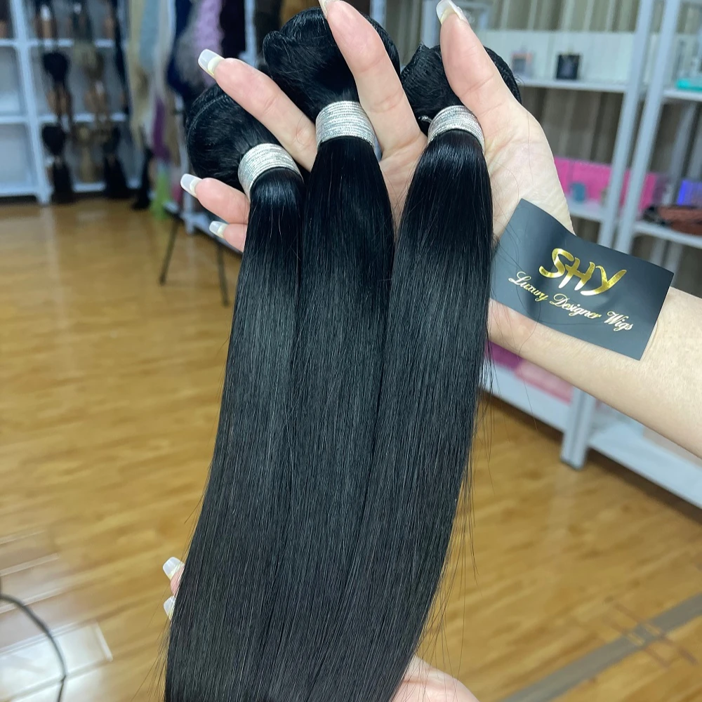 Raw Vigin Hair Bundles,Indian Hair Natural Black Color Bundles,Silky Straight Wefts For Black Woman Shipping 24 Hours In Stock