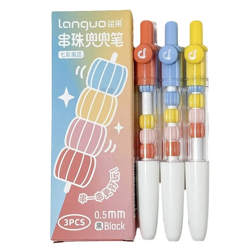3PCS/box Cute DIY Gel Pen Set 0.5MM Black Refill Gel Ink Pen Mini Portable Writing Quick Dry Neutral Pen School Office Supply