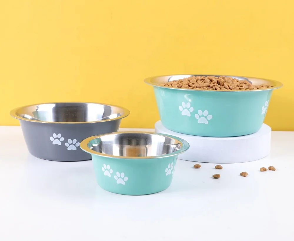 Stainless steel Pet Bowl With Anti-skid Silicone Various Sizes Puppy Cats Bowls Drink Food Water Dish Feeder