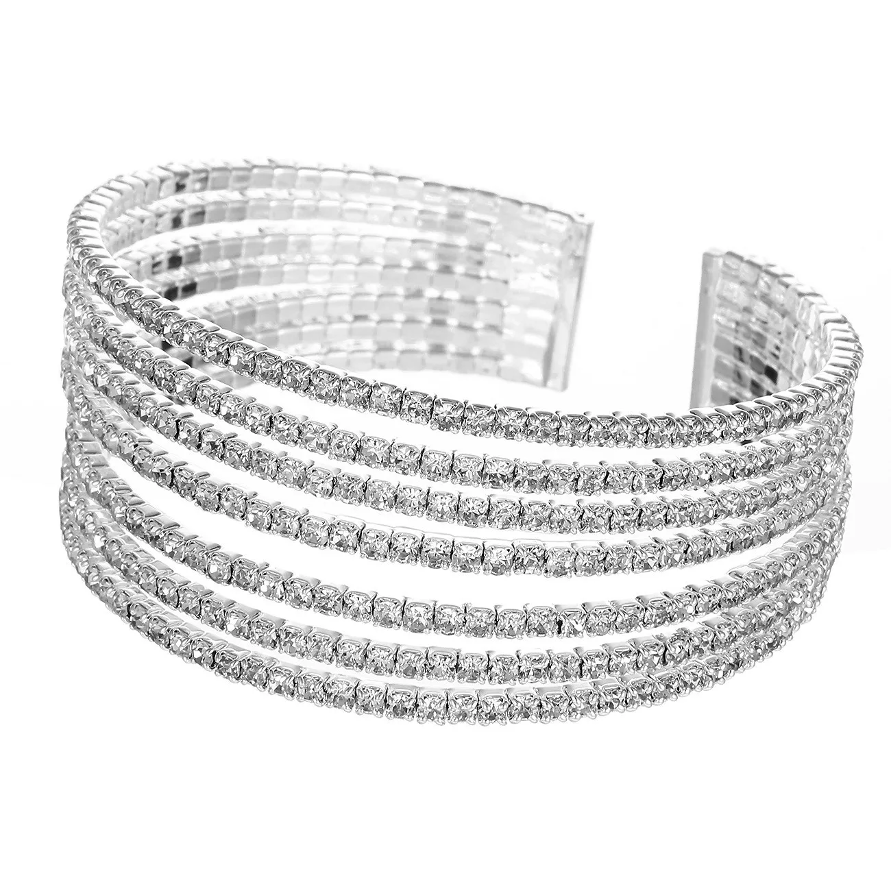 Full Diamond Crystal Bracelet Multilayer Luxury Open Bangle Women Fashion Jewelry Bling Wedding Jewelry Pulsera De Moda