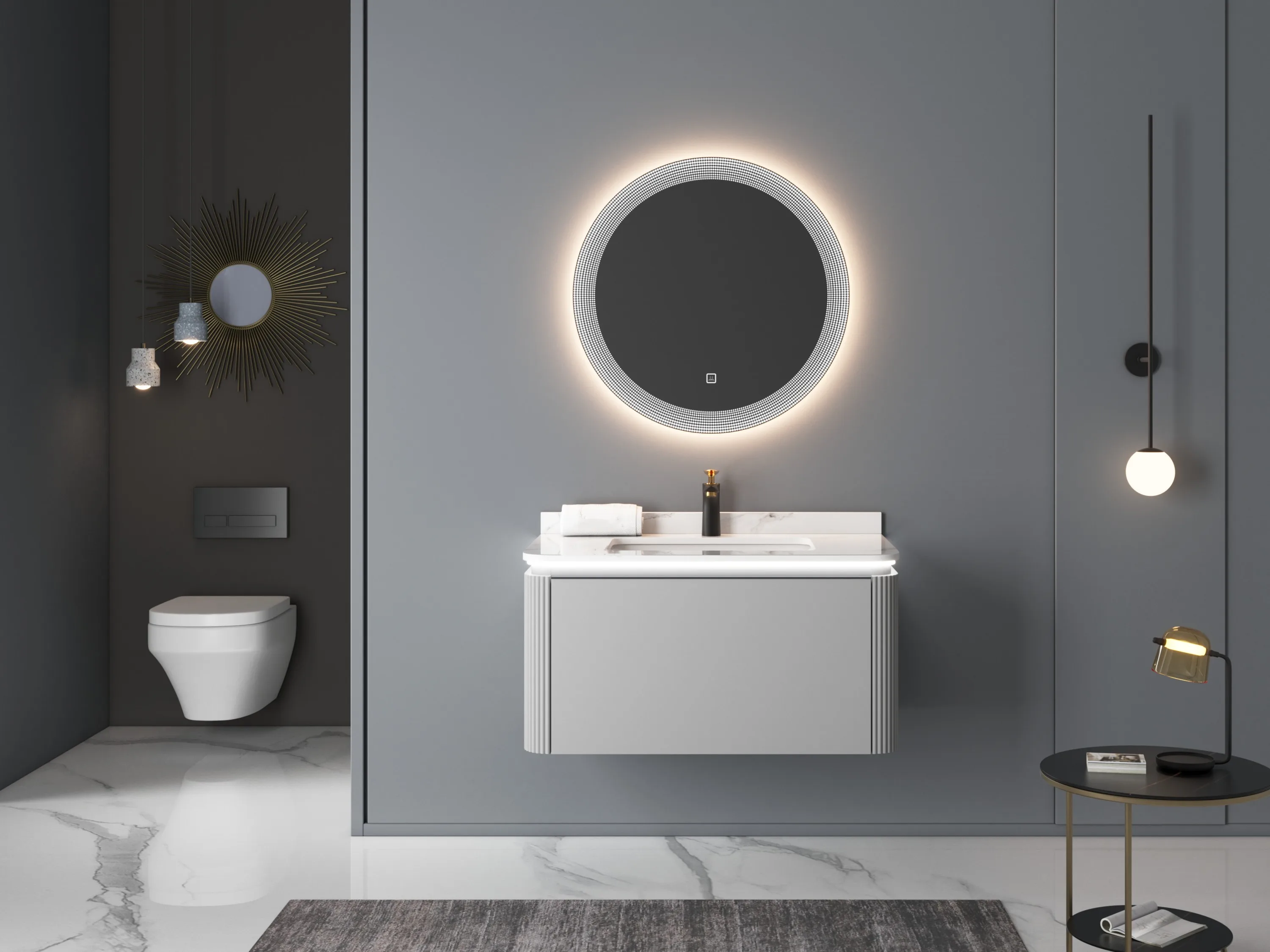 Wall Mount One Drawer Hanging Cabinet Vanity Luxury Bathroom Furniture Factory Direct With Sink