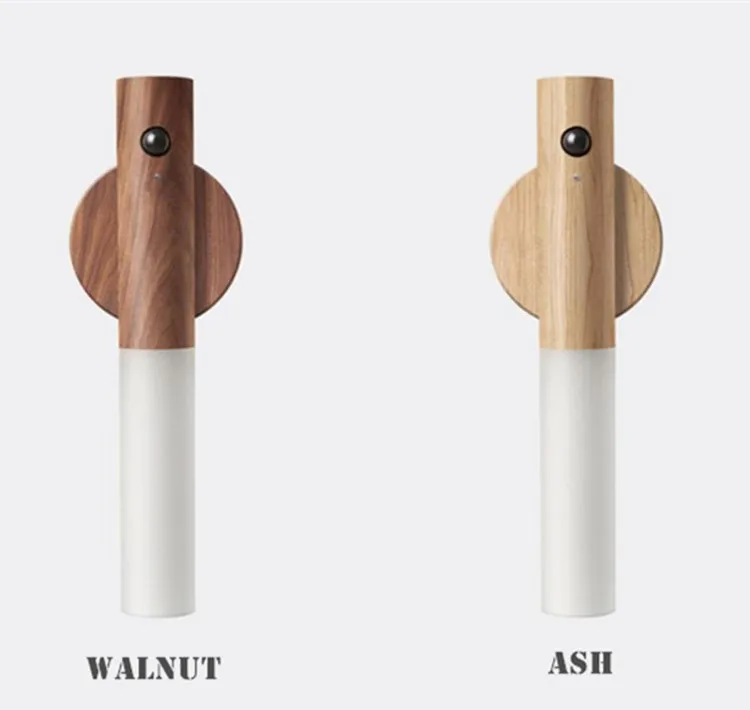 Motion Sensor Light Magnet Mounted Portable Wooden LED Lighting for Closet Cabinet Kitchen Shelf Desk