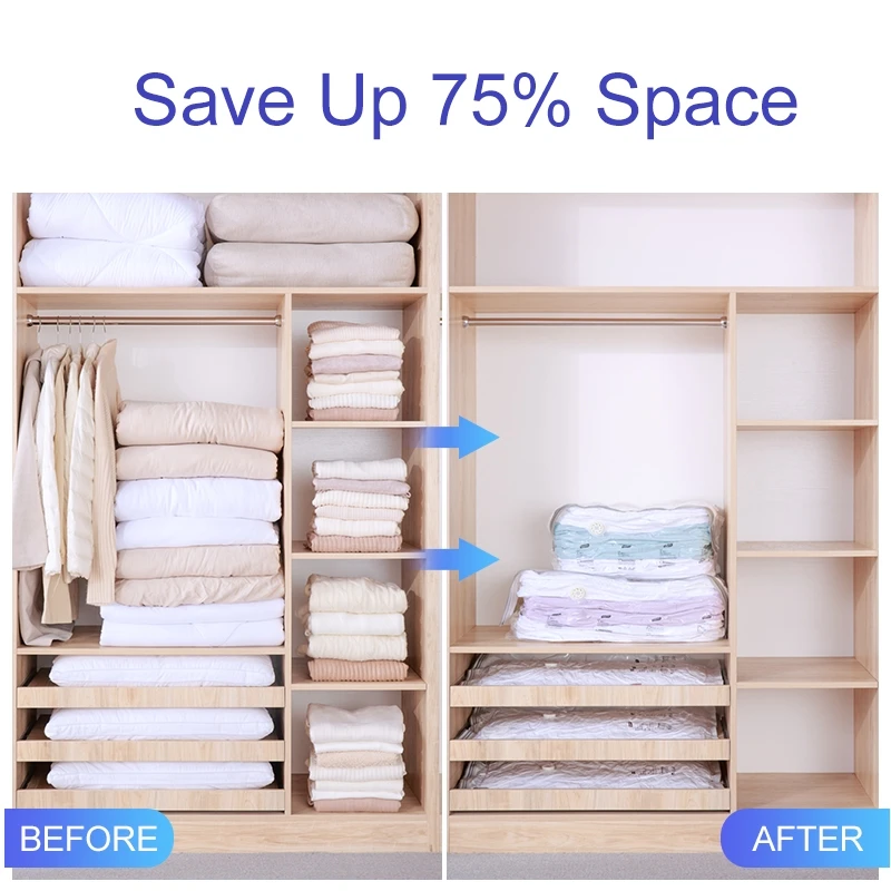 Double Cube Vacuum Seal Premium Clothes Storage Organizer Compressed Mattress Pillow Space Saver Bag