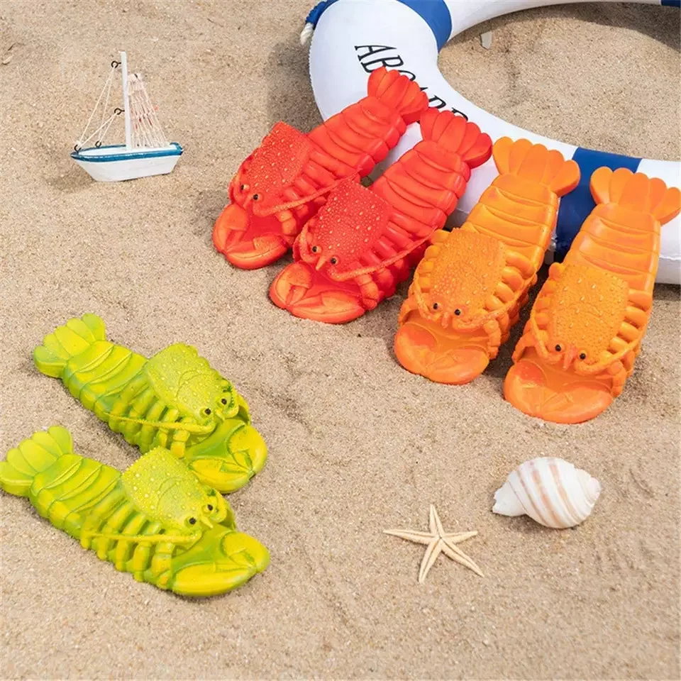 2023 Funny Lobster Slippers Men Casual Slides Animal Fishing Flops