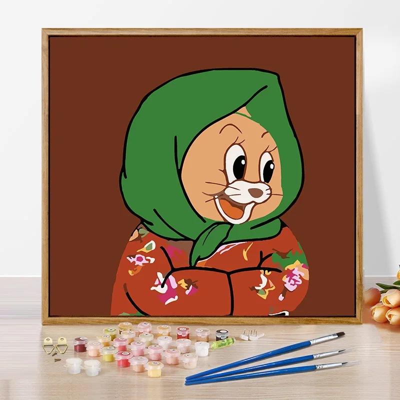 Настенная живопись, современные картины маслом, домашний декор ручной работы, наборы красок для гостиной, картина Томом и Джерри, картина по номерам, оптовая продажа