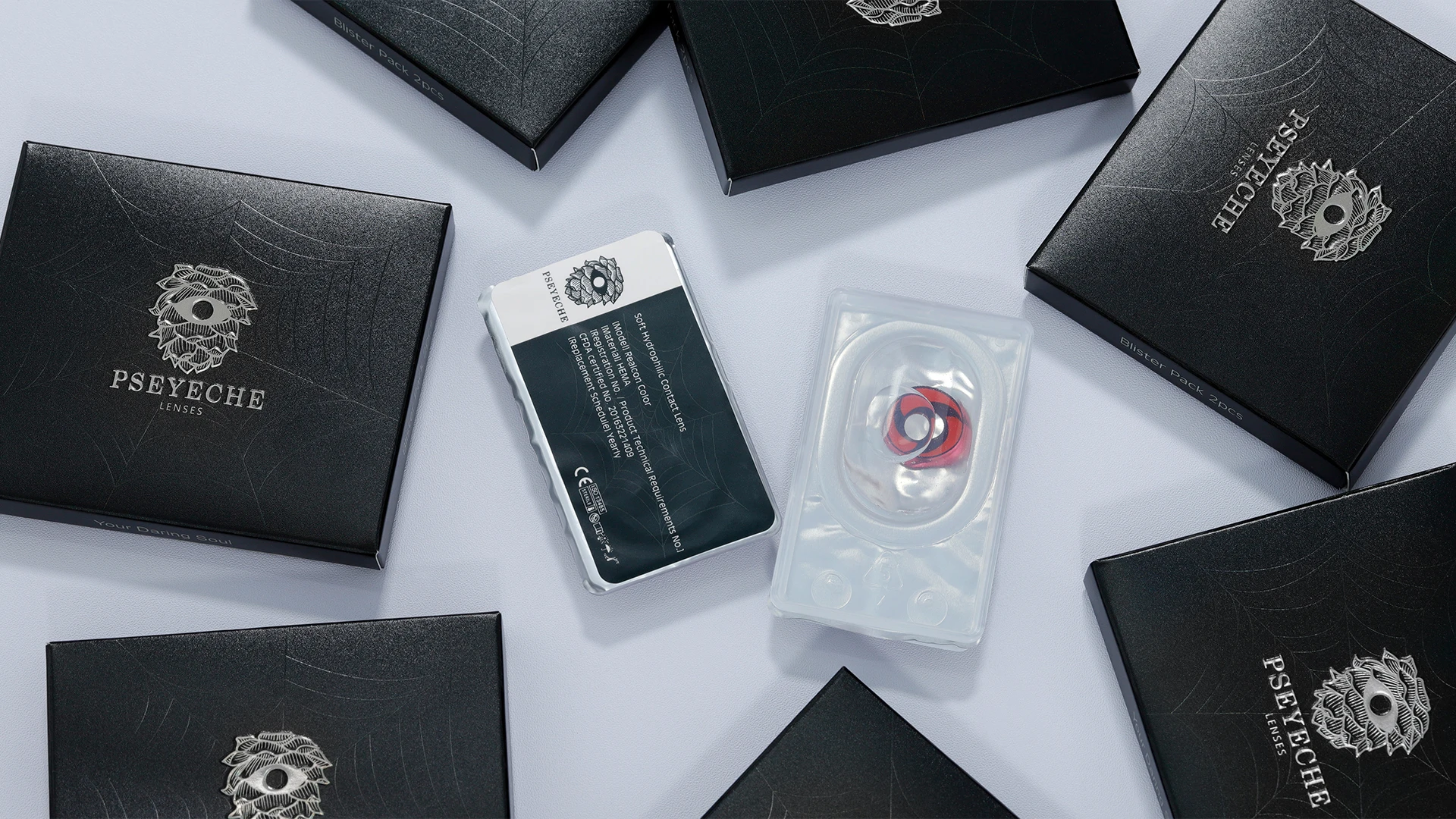 Free Fancy look hidrocor Crystal color contact lenses paper box Fresh looking 3 tone luxury color contacts paper package