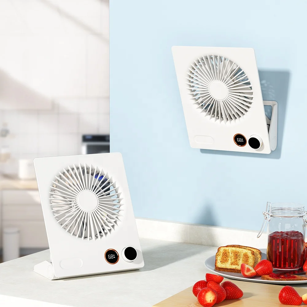 4000mAh Battery Portable Rechargeable Fan Creative Top Table Air Circulation Fans Dual Desk Wall Mounted Fan For Bedroom