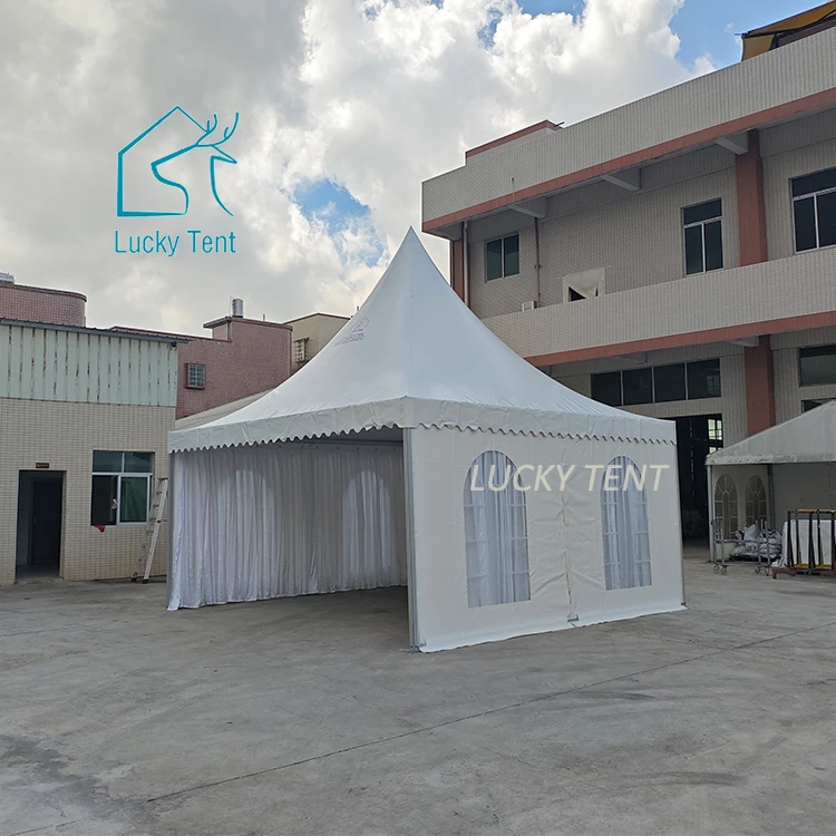Guangzhou Factory Sale 5*5m Gazebo Party Tent Pagoda Tent For Events Wedding with White Blackout Curtain