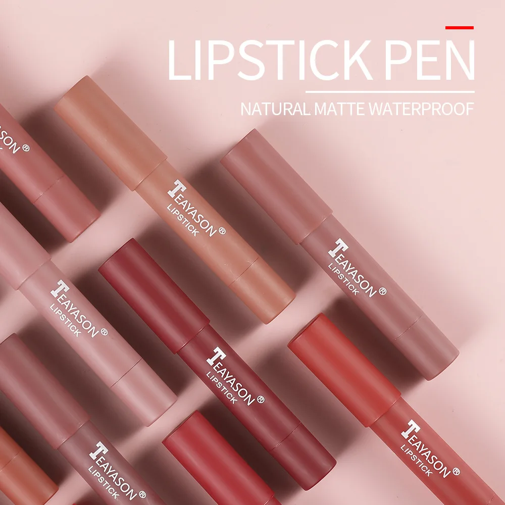 Waterproof Matte Lipstick Pen Lasting Nude  Lipstick Easy To Wear Non Sticky Cup Red Batom Lips Makeup Cosmetic
