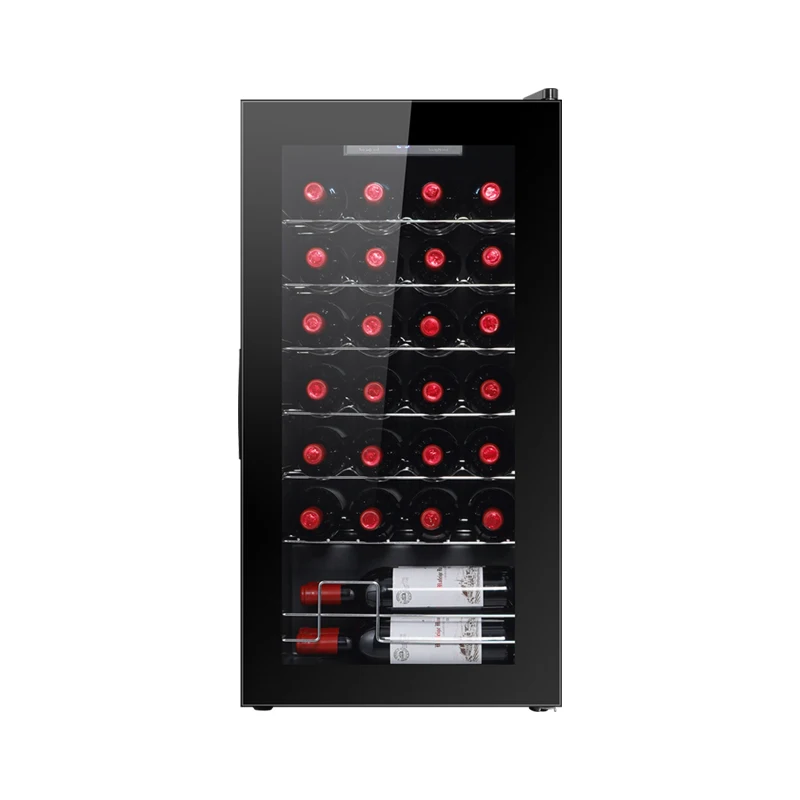 2022 New Single zone Luxury Wine cooler BI BU Freestanding Fan cooling No frost Wooden shelves JCS-85 28 bottles new hinge
