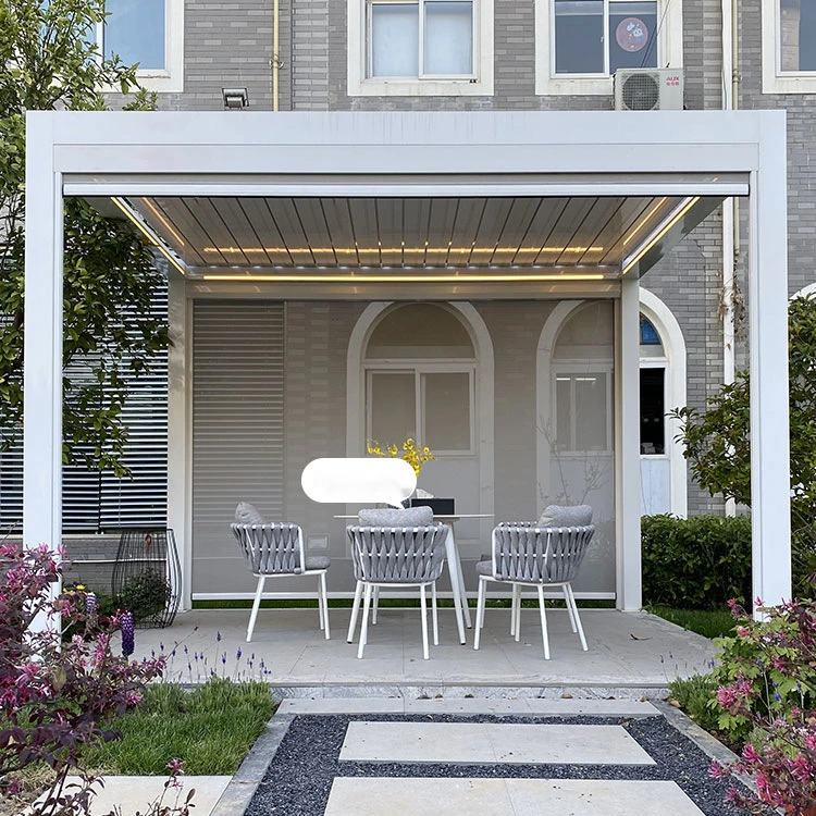 Outdoor Electric Opening Pergola Roof Intelligent Louvered Pavilion Luxury Outdoor Patio Pergola