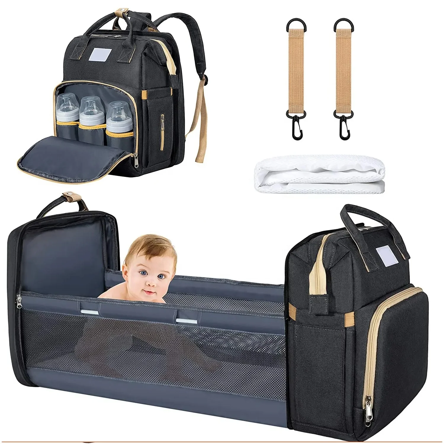 Folding Custom Multifunctional  Waterproof Baby Diapers Crib Bags Backpack Portable For Baby And Mommy Mothers