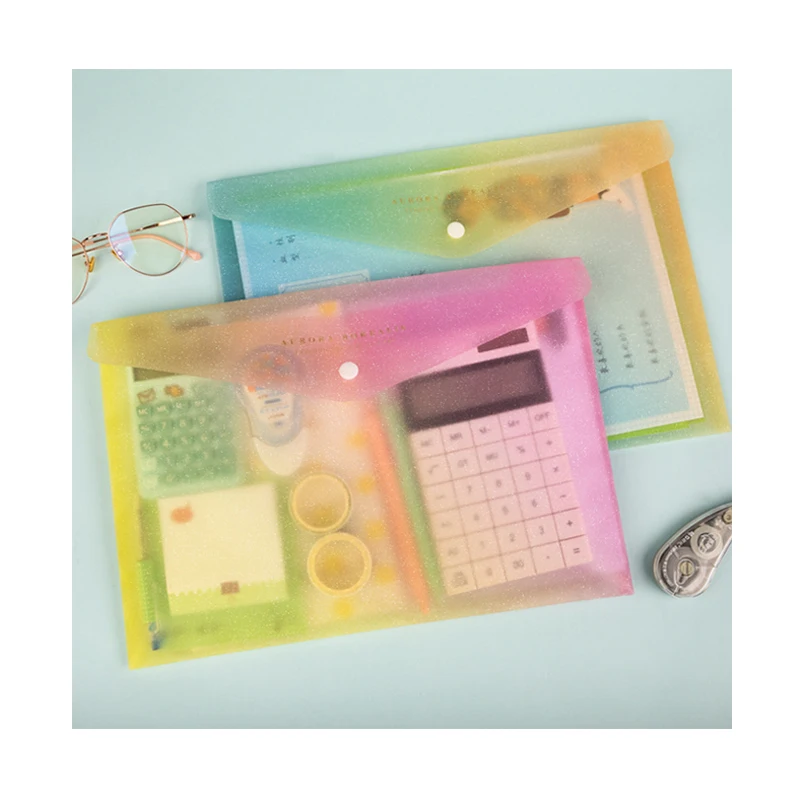 Папка для документов с кнопками-защелками и постепенным изменением, Пластиковый Полипропиленовый пакет, офисный файл для кнопок