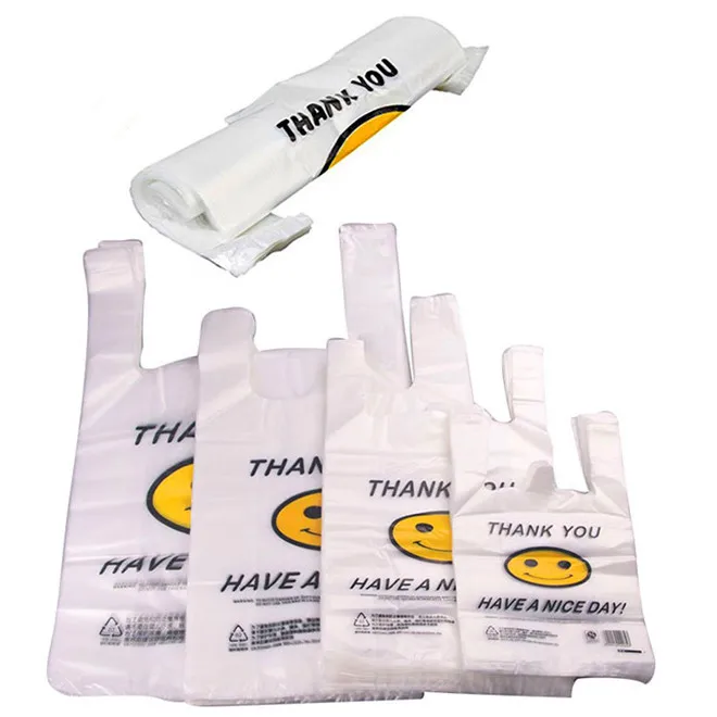 Shopping Bag Hdpe Ldpe Biodegradable Plastic Shirt Quantity T-shirt bag  Handle plastic bag