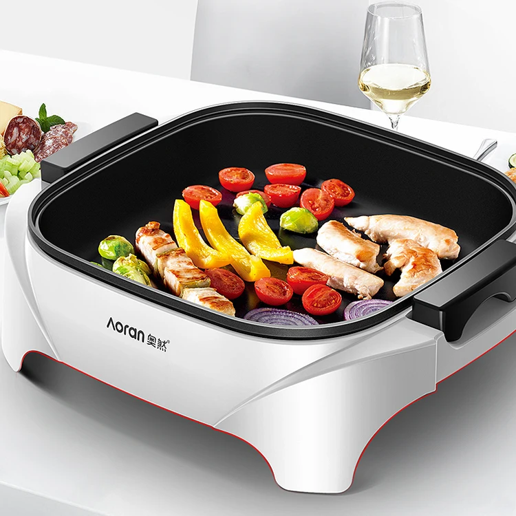 Аксессуары для кухни 1500W с антипригарным покрытием, многофункциональный Электрический духовой шкаф горячий горшок электрические плиты