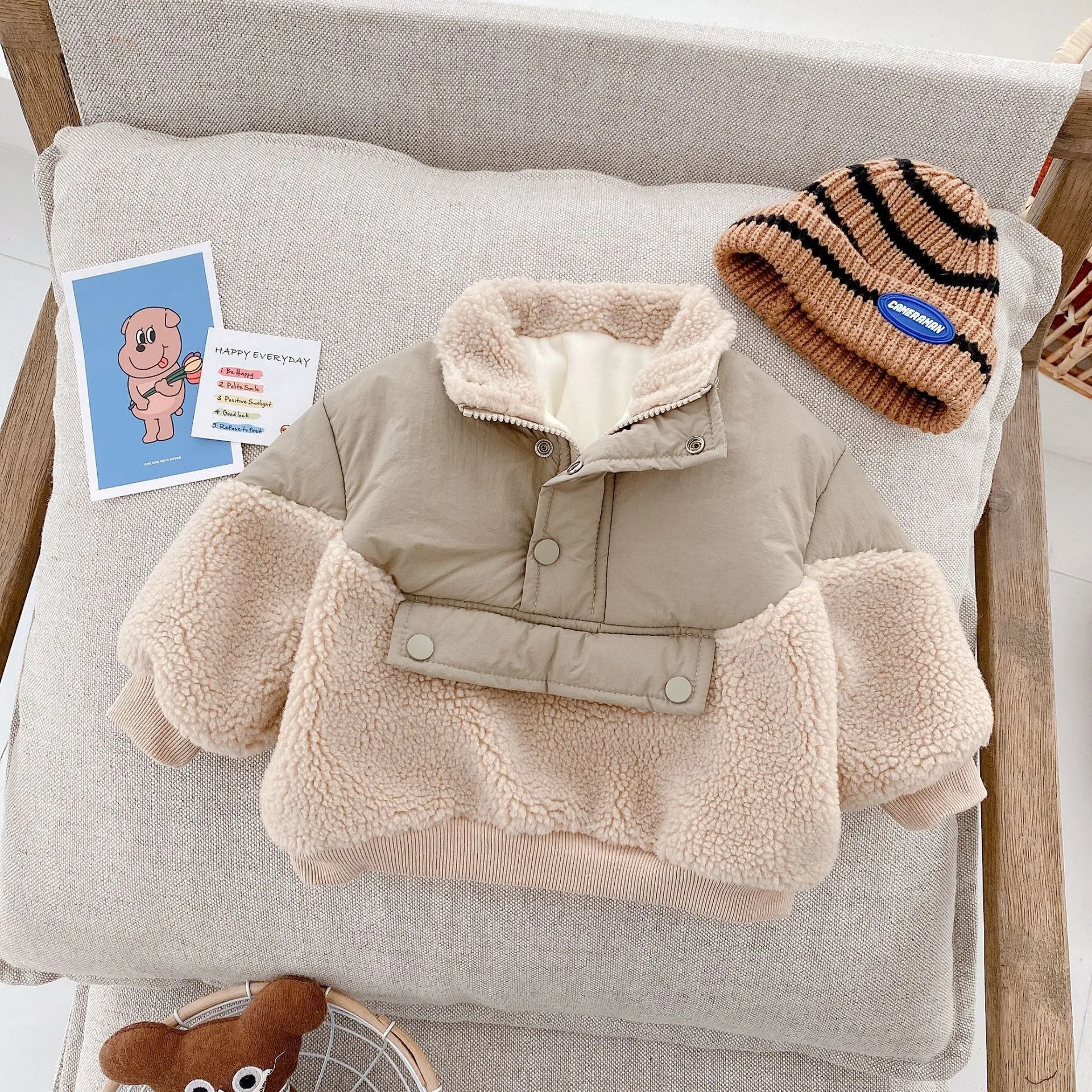 New style Baby Girls Thickened polar fleece coat Fashion Causal Children single-breasted jacket kids  winter toddler boy coat