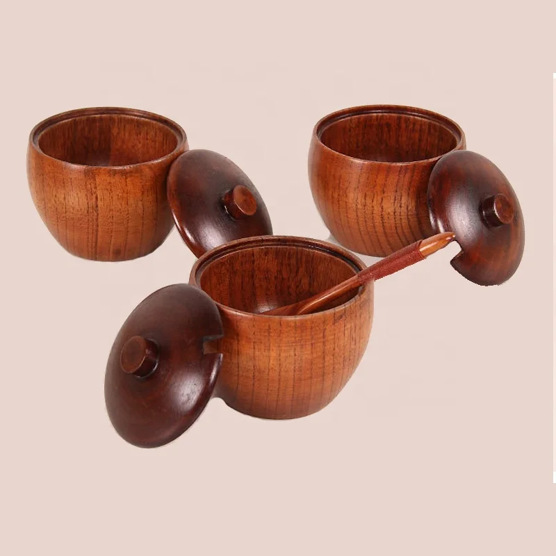 Japanese Seasoning Pot Creative Wooden Salt Pepper Shaker Pepper Bottle With Lid